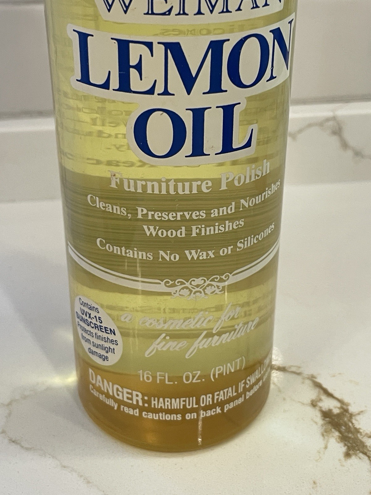 Weiman Lemon Oil Furniture Polish Wood Clean Preserve Sunscreen 16 f oz 95% Full