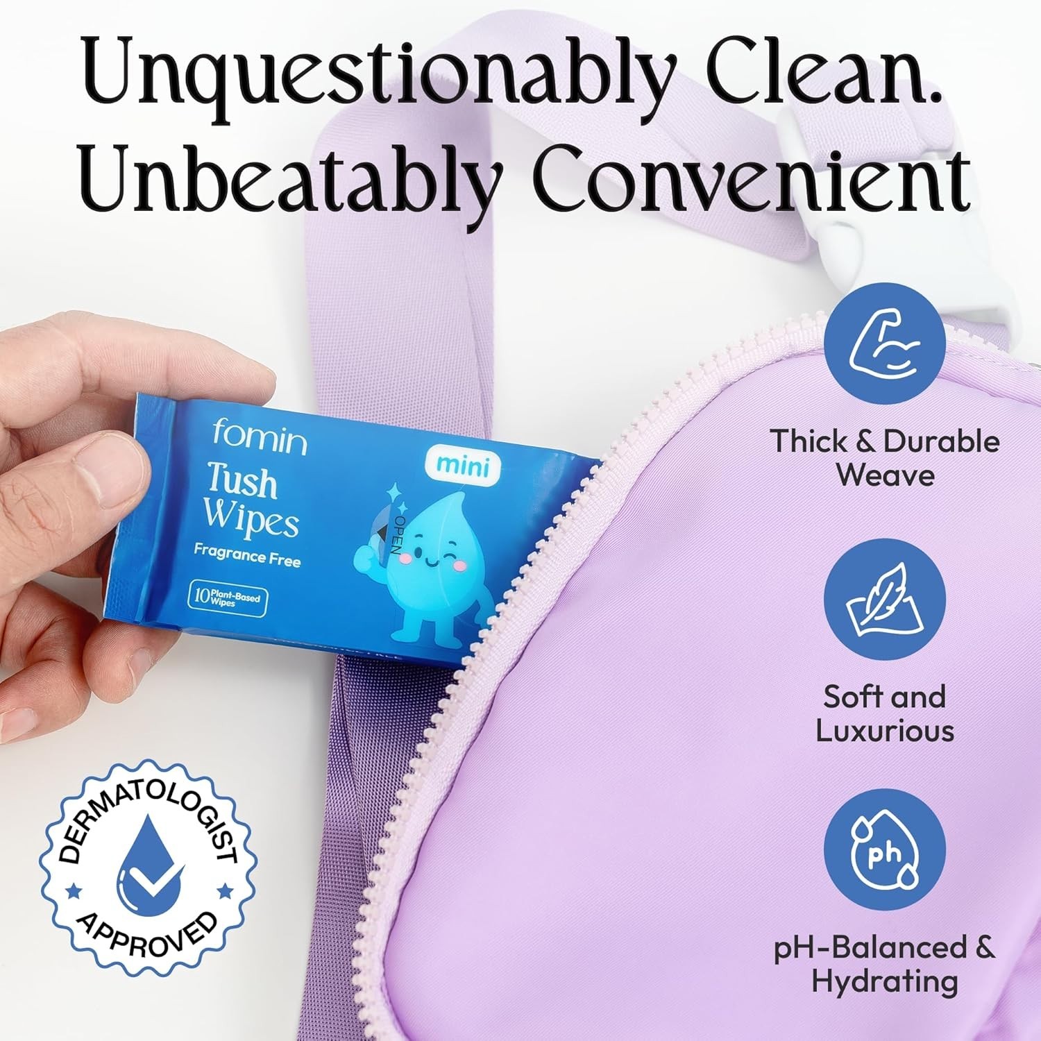 Luxury Flushable Wipes – 64 Count Unscented, pH Balanced for Sensitive Skin