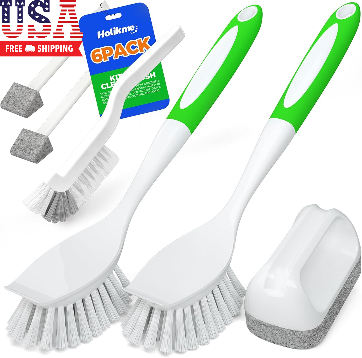 6 Pack Dish Brush with Handle Kitchen Cleaning Brush Set for Pot, Pan, Kitchen S