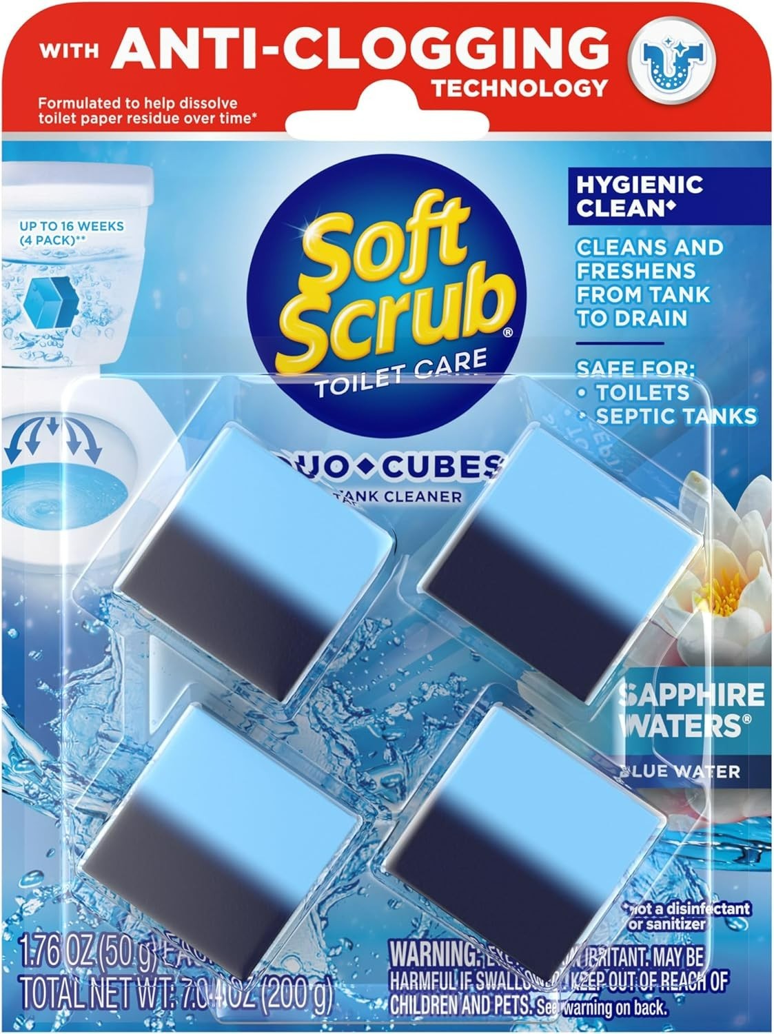 In-Tank Toilet Cleaner Duo-Cubes, Sapphire Waters, 4 Count