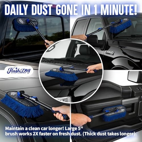 Car Duster Exterior & Interior Duster Aluminum Alloy Extendable Blue Grey