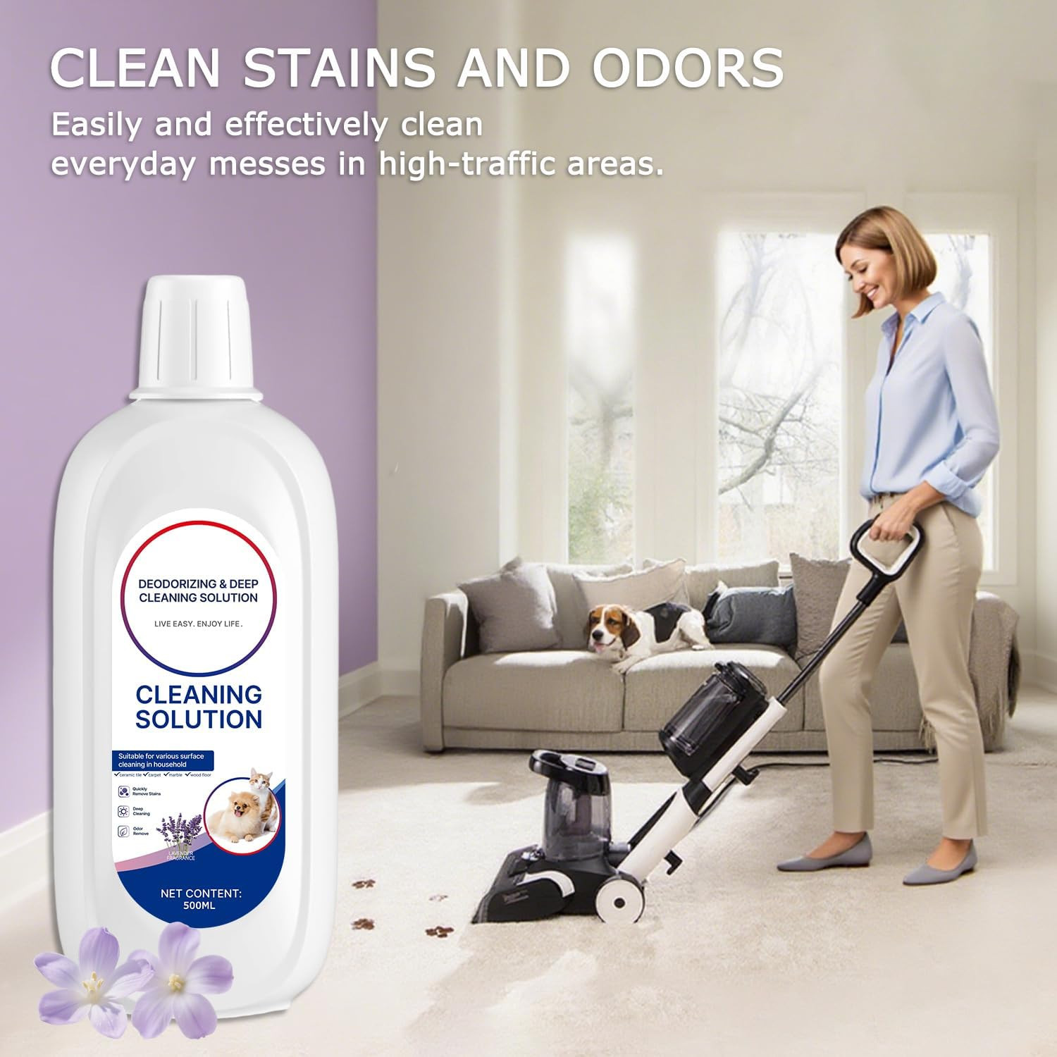 Floor Cleaner Lavender Scent Compatible with Tineco Cleaning Solution Refill, De