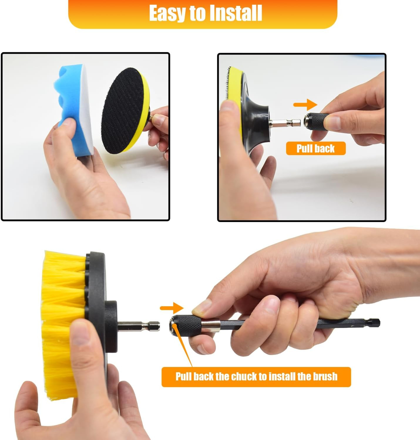 30Pcs Drill Brush Attachment Set,Drill Scrubber Brush Kit Include Scrub Pads