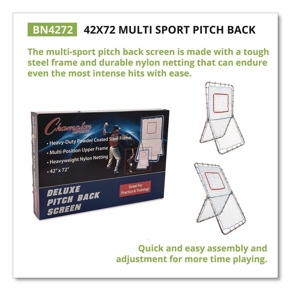 Champion Sports BN4272 72″ x 42″ 1.25″ dia Multi-Sport Pitch Back Screen New