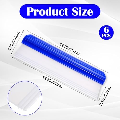 6 Pack 12 Inch Car Drying Squeegee, 3-Layer Silicone T-Bar Water Blade for Auto,