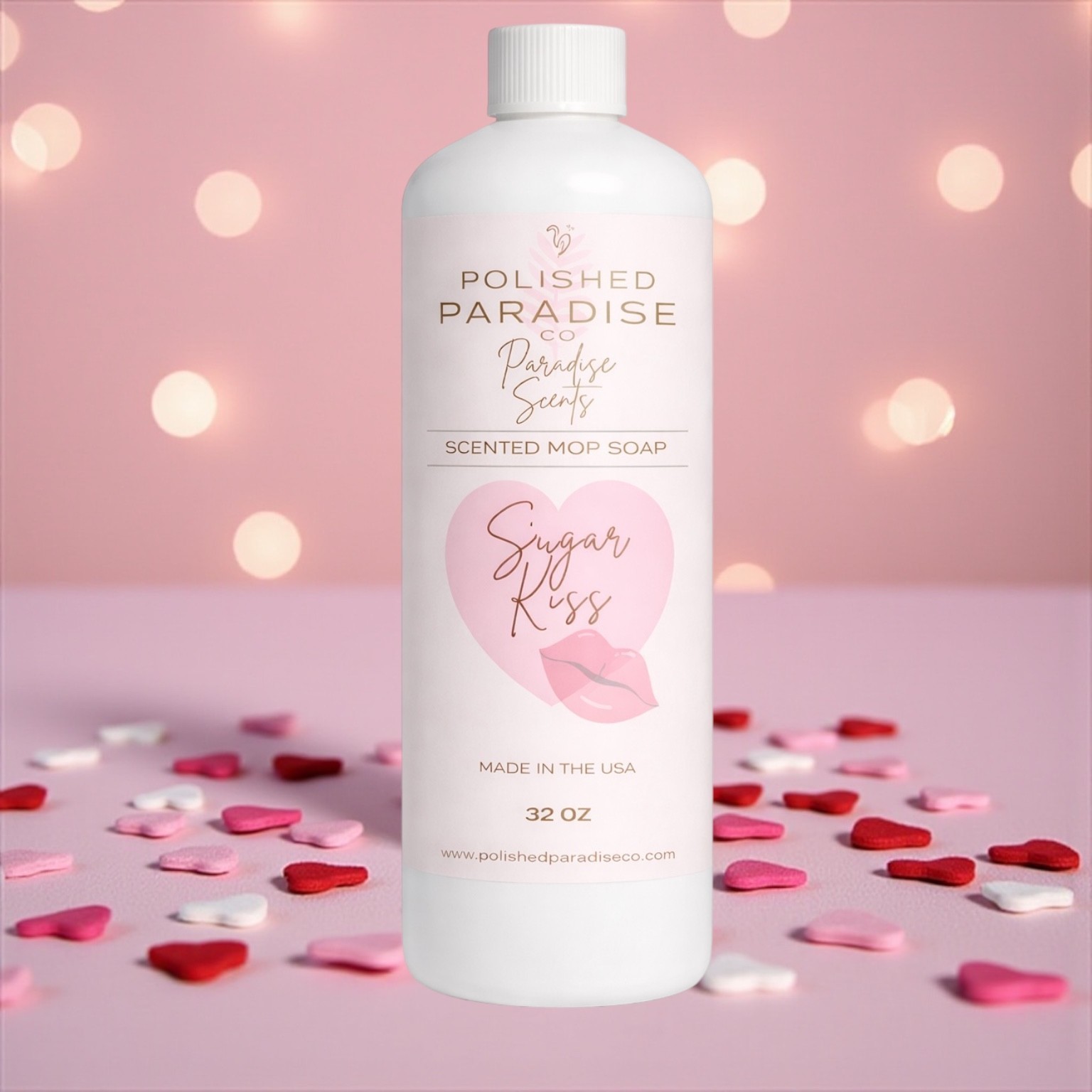 Pink Sugar Kiss Scented Mop Soap, Valeninte’s Day Floor Cleaner, US made, 32 Oz