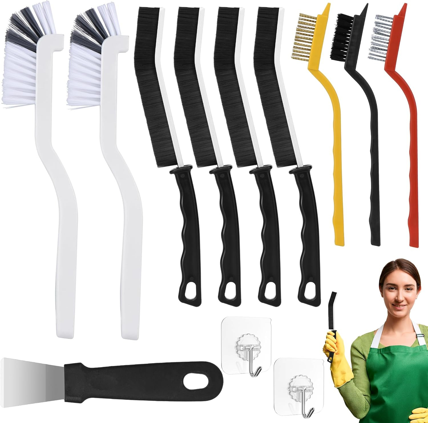 Crevice Cleaning Brush,12 Pcs Cleaning Supplies Cleaning Brush Tools,Hard Bri…