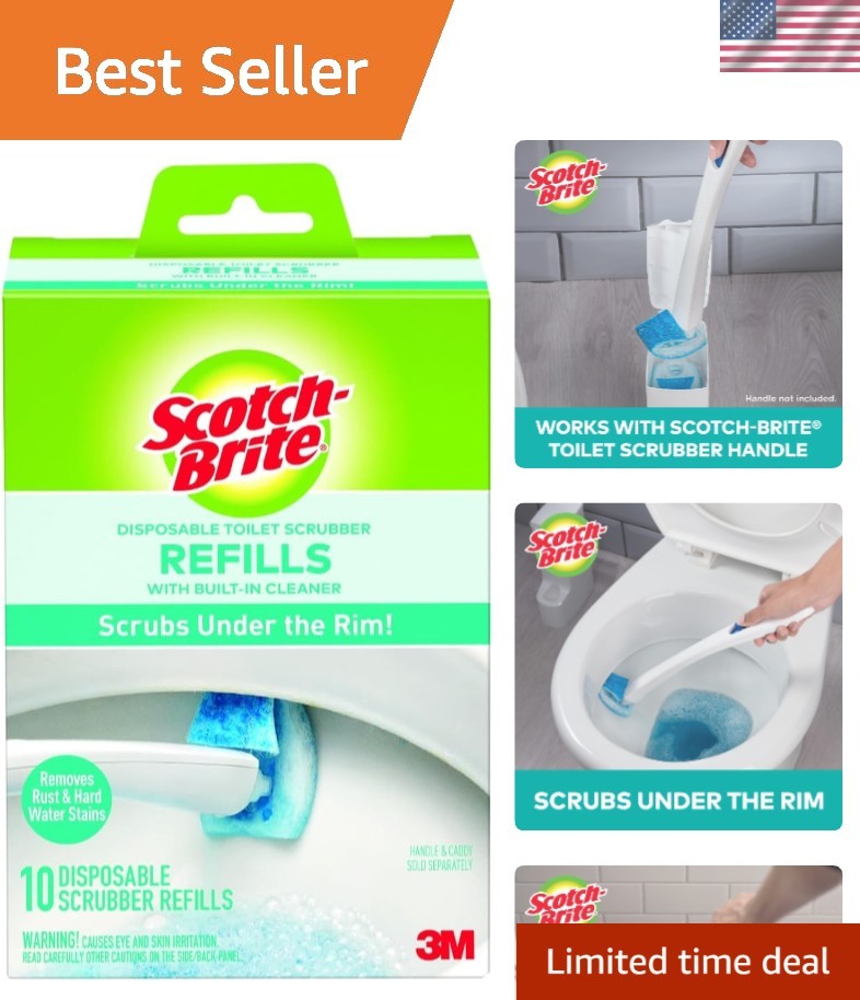 10-Pack Scotch-Brite Bleach-Free Toilet Scrubber Refills for Effortless Cleaning