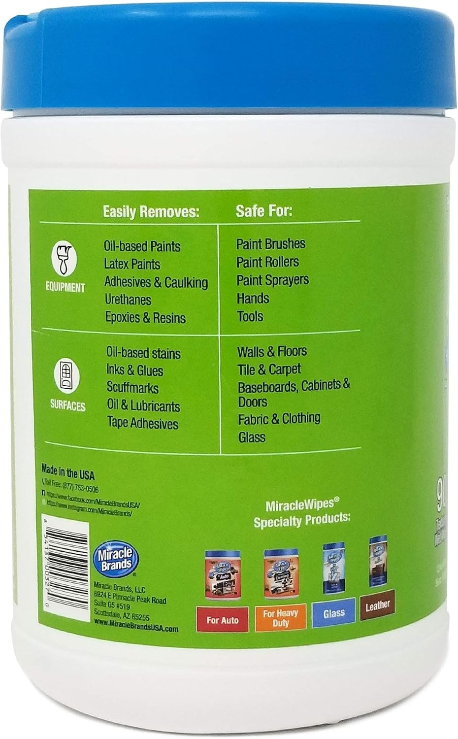 Miraclewipes: Heavy-Duty Paint & Surface Cleanup Wipes (60 Count)