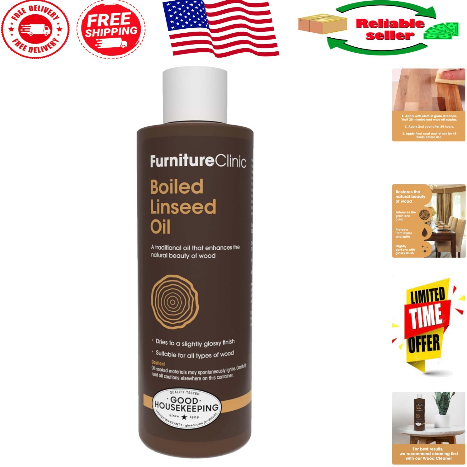 Superior Quality Fast Drying Boiled Linseed Oil for Restoring Furniture & More