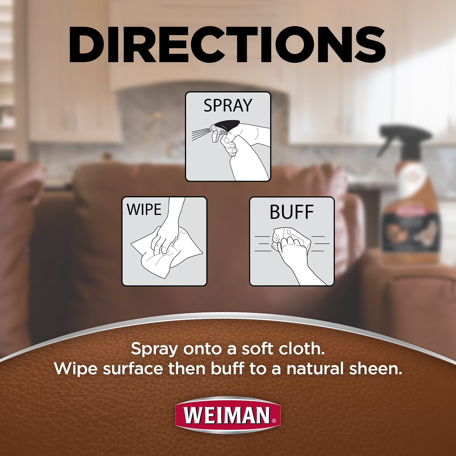 Weiman LEATHER CONDITIONER CLEANER Protect Restore Car Auto Seat Sofa 12oz spray