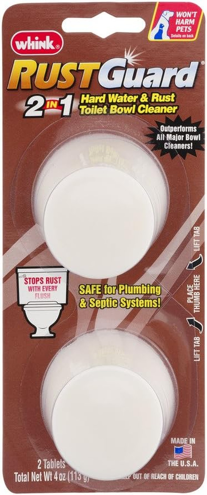 6pcs Rust Guard Unscented Tablet Toilet Bowl Cleaner – Removes Hard Stains 4Oz