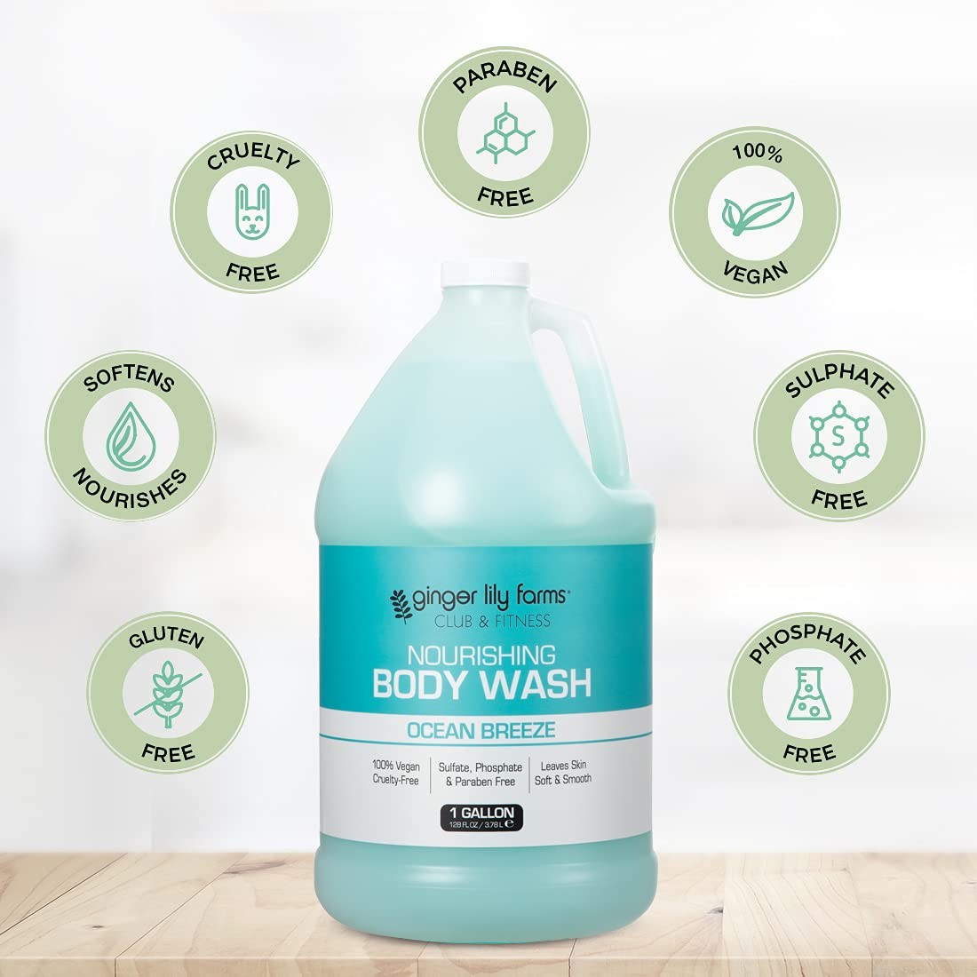 Ginger Lily Farms Club & Fitness Nourishing Body Wash, 100% Vegan & Cruelty-Fr