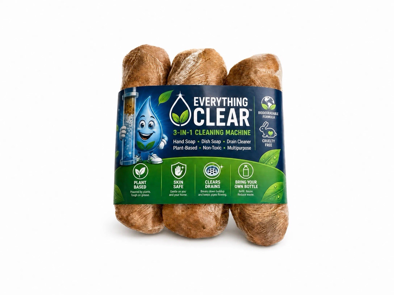 Everything Clear 3-in-1 Pure Simple Plant-Based 15 Min Clog Dissolver 8-Use Pods