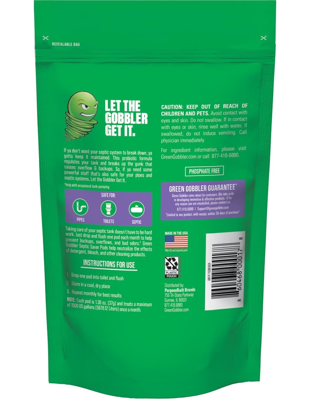 Septic Tank Enzyme Treatment Packets – 6 Month Supply, Natural Bacteria for Back
