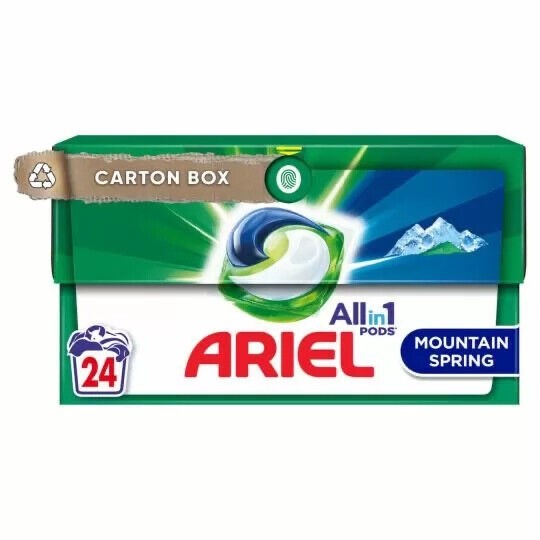 ARIEL Pods Laundry Detergent All-in-1 pods MOUNTAIN SPRING -24 pods-FREE SHIP