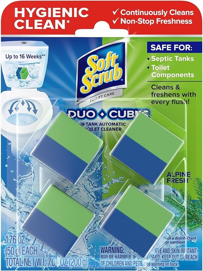Soft Scrub in-Tank Toilet Cleaner Duo-Cubes, Alpine Fresh, 4 Count..