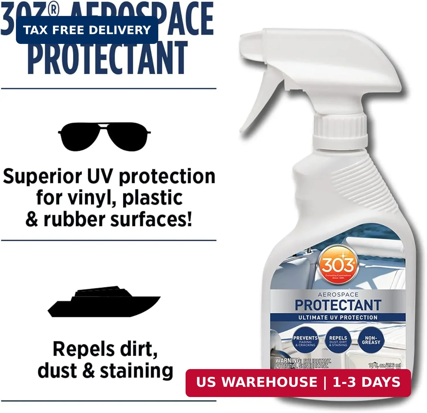 303 Marine & Aerospace Protectant – UV Protection, Repels Dust & Dirt, 10oz