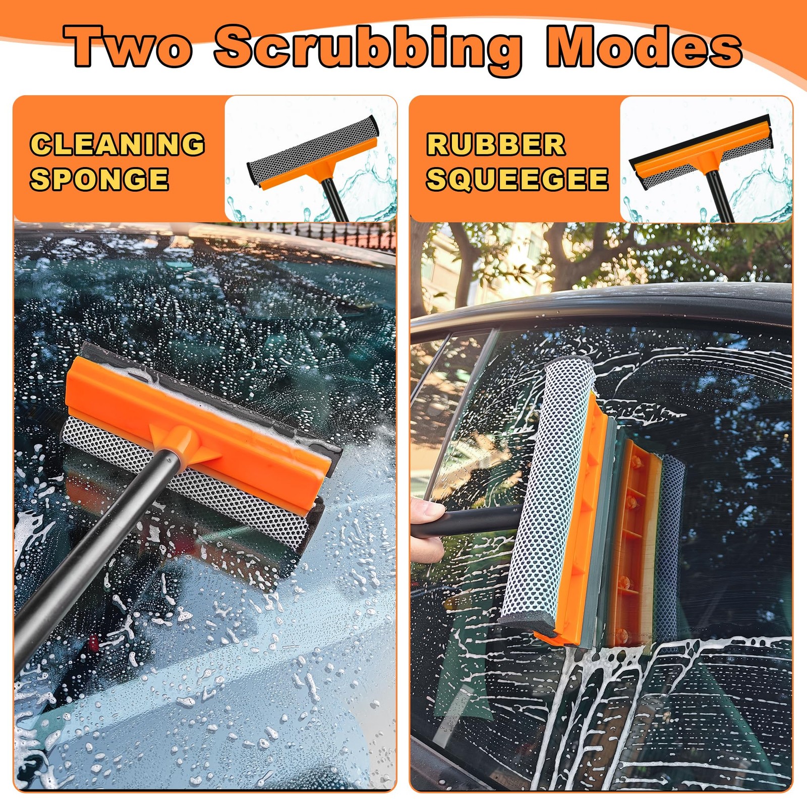 Window Squeegee for Home Cleaning, 2in1 Car Windshield Washer Kit with Extens…