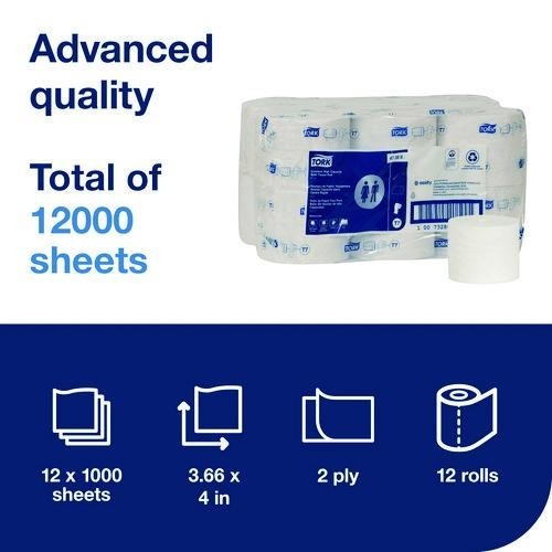 Tork Coreless High Capacity Bath Tissue, 2-Ply, 1,000 Sheets/Roll, 12 Rolls/CT