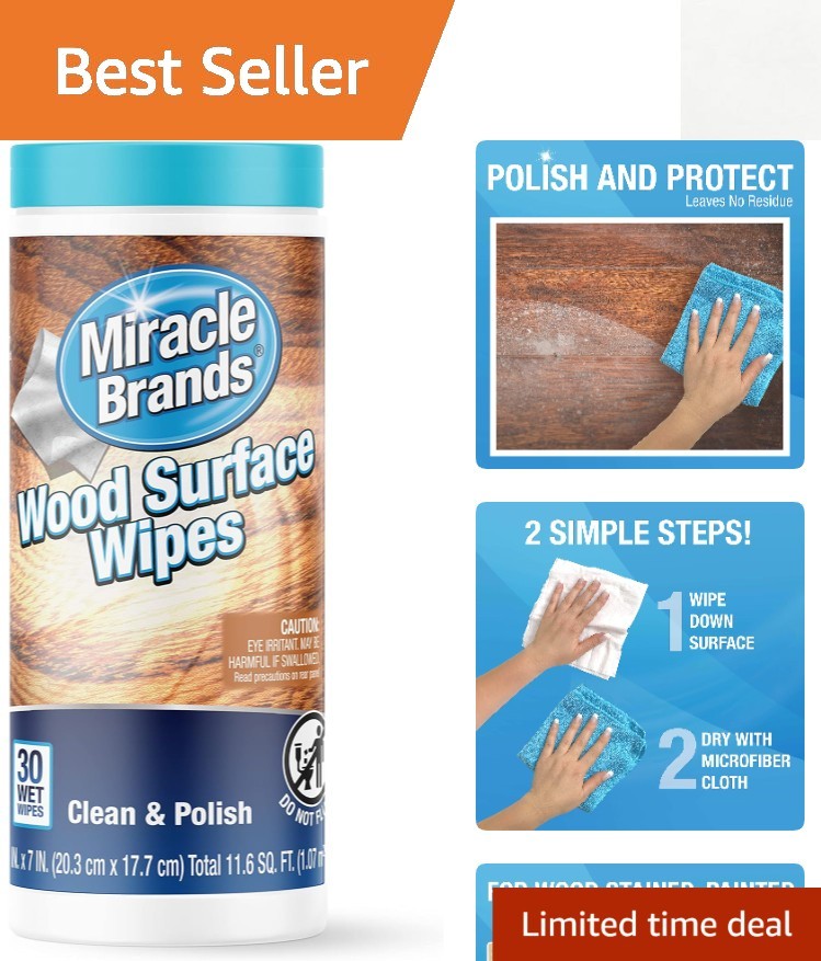 Cherry & Pine Scented Wipes – Cleaner for Wood Surfaces and Furniture, 30 Count
