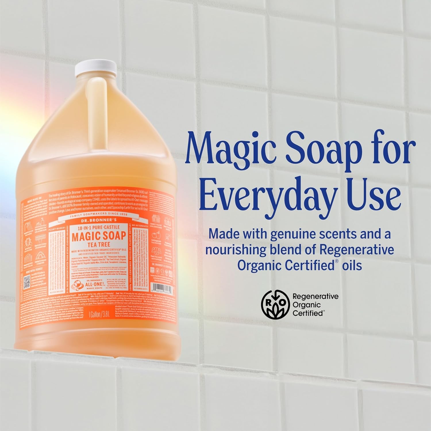 Dr. Bronner’s Pure-Castile Magic Soap Liquid (Tea Tree, 1 Gallon) ?C Made with