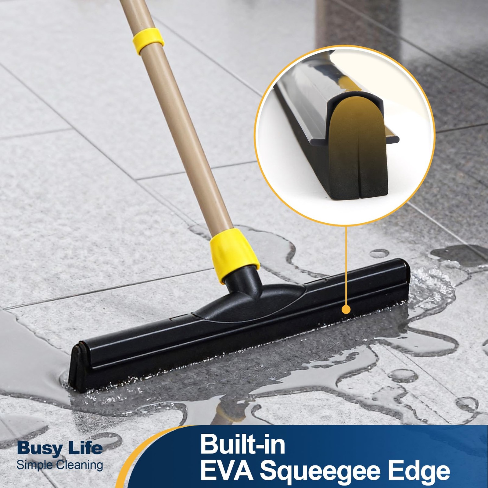 Floor Squeegee Scrubber Adjustable Telescopic Pole Heavy Duty Household Broom