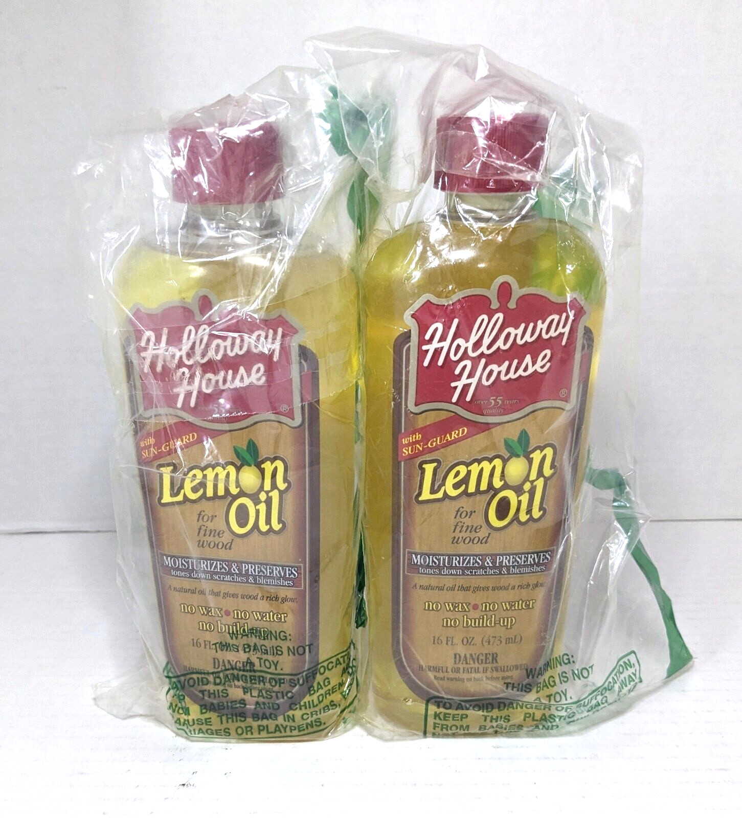 2 Holloway House LEMON OIL Fine Wood Cleaner Moisturize Preserve W/ Sun Guard