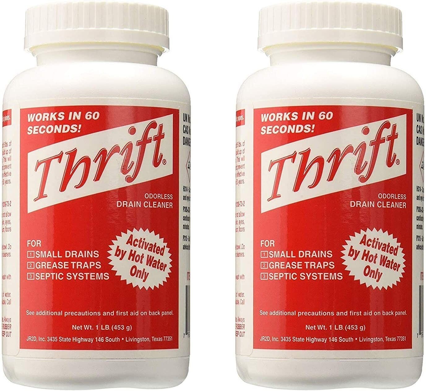 Thrift T-100 Alkaline Based 1-Pound Granular Drain Cleaner (White) (2-(Pack))