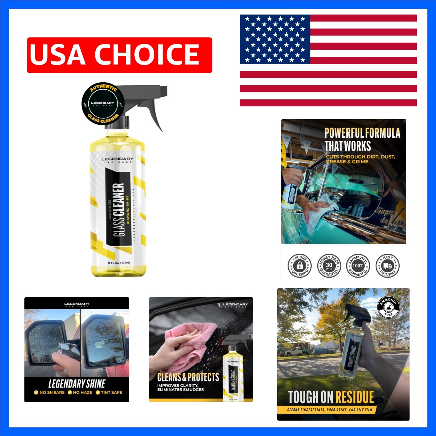 Legendary Glass Cleaner 16oz – Auto Window Cleaner Spray for Car Windows & Wi…