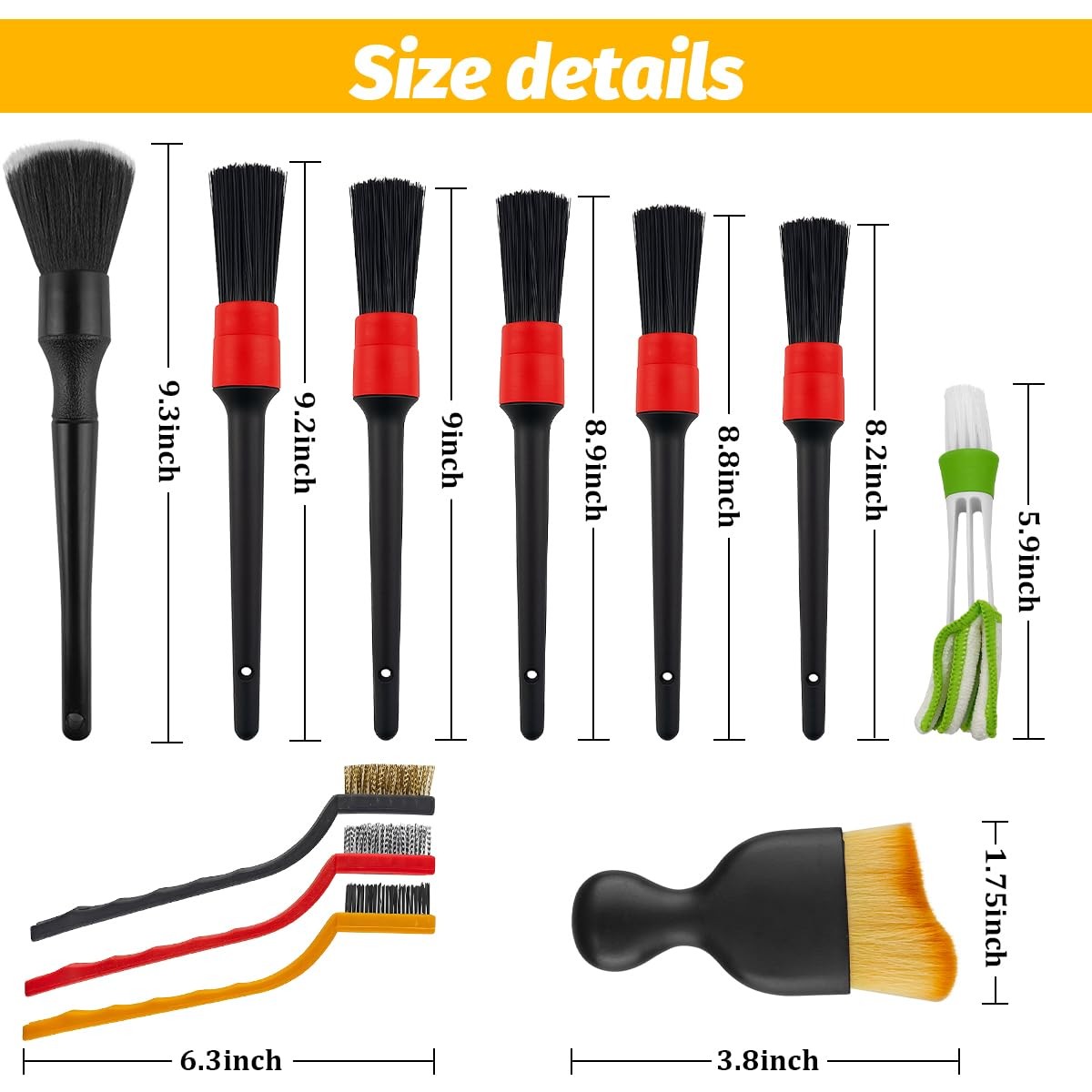 11 Pcs Auto Car Detailing Brush Set Car Interior Exterior Cleaning Kit for Wheel