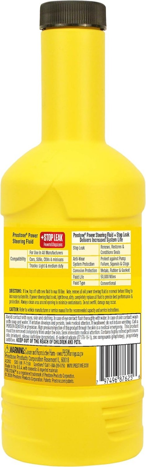 AS262 Power Steering Fluid with Stop Leak, 50,000 Miles, 12 oz.