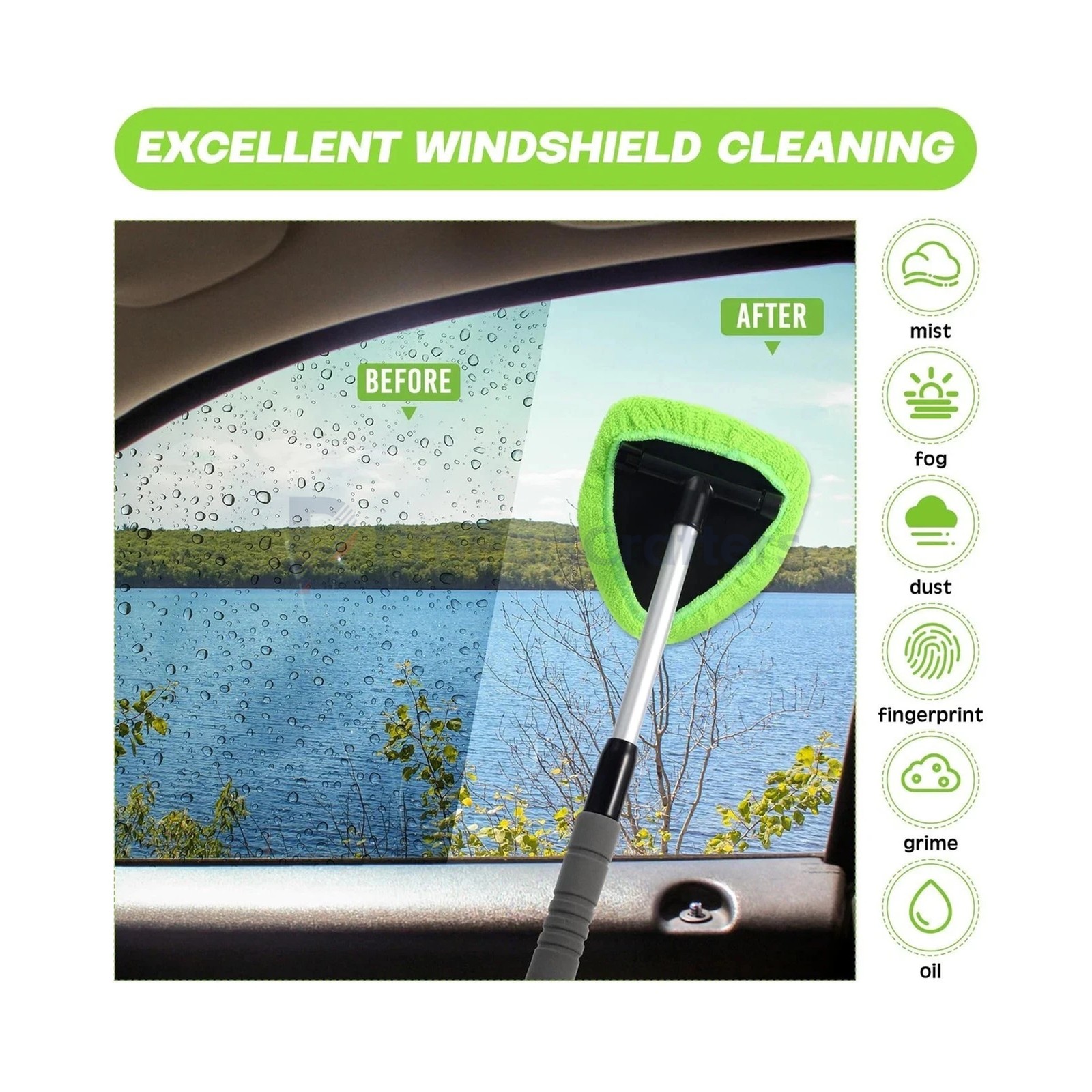 Wiper Cleaner Brush Pad Extendable Windshield Cleaning Tool Kit Car Window Glass