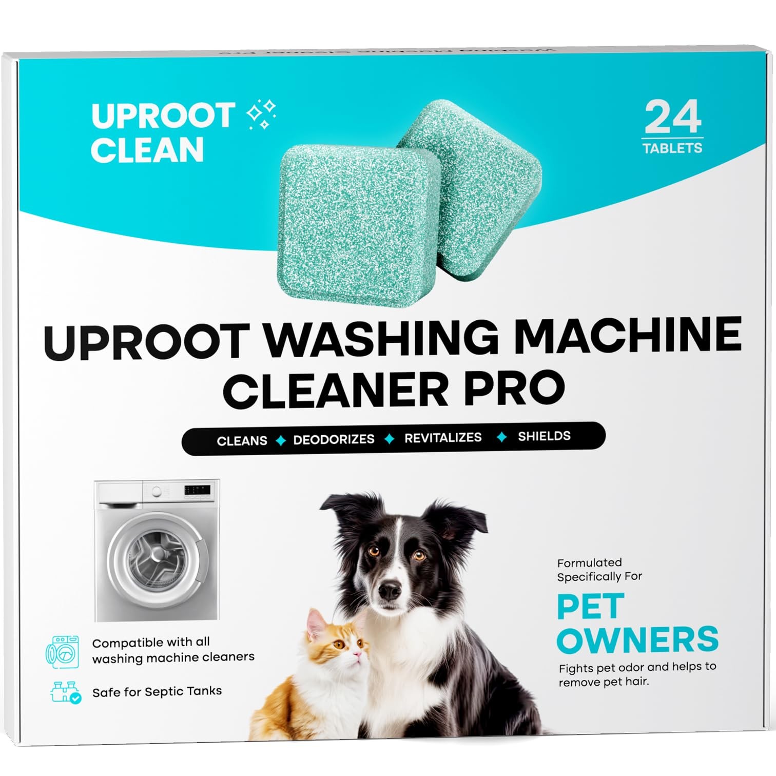 Uproot Clean Washing Machine Cleaner Tablets – 24 Pack for a 12 Month Supply. Fo
