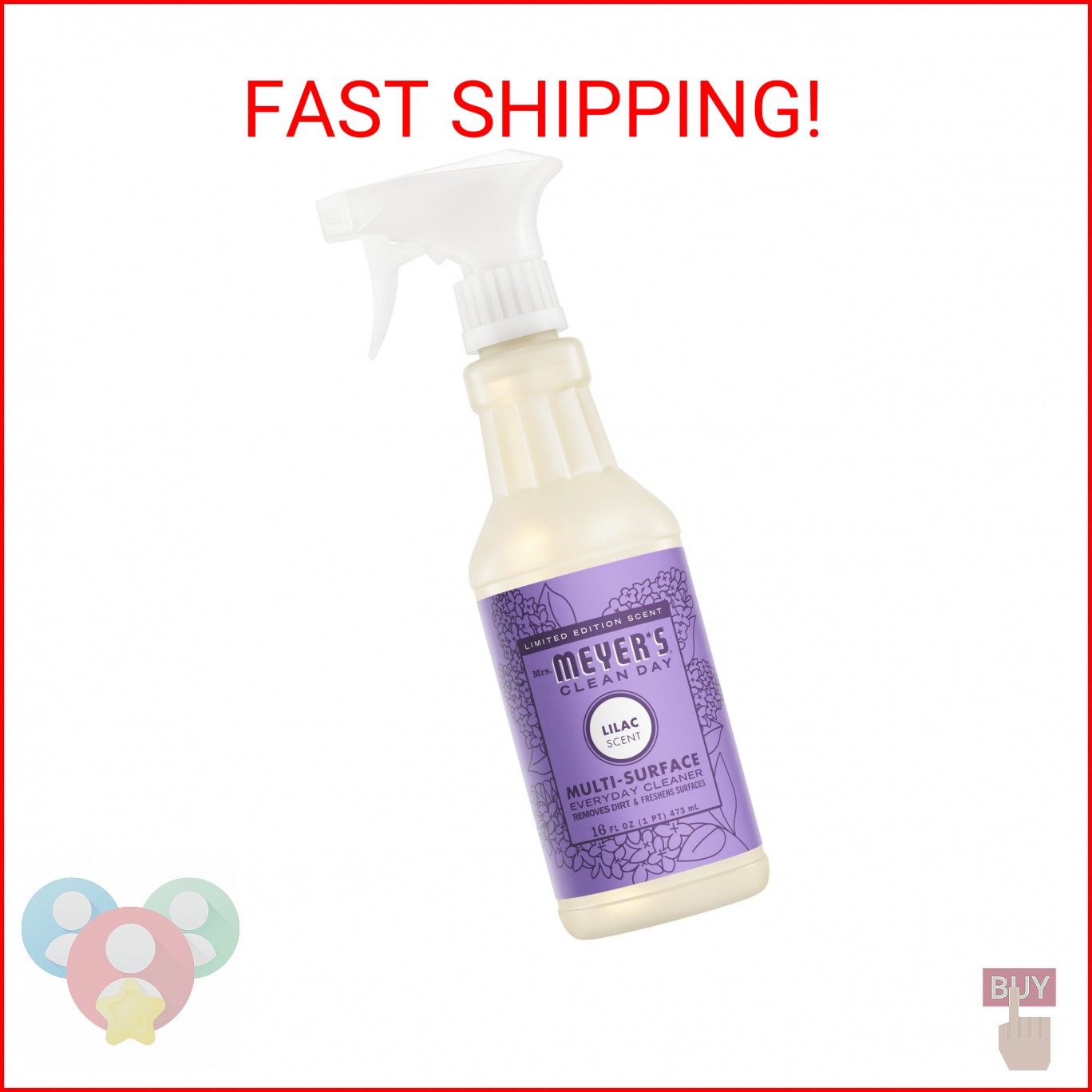 MRS. MEYER’S CLEAN DAY Multi-Surface Everyday Cleaner, Lilac Scent, 16 Fl Oz Bot