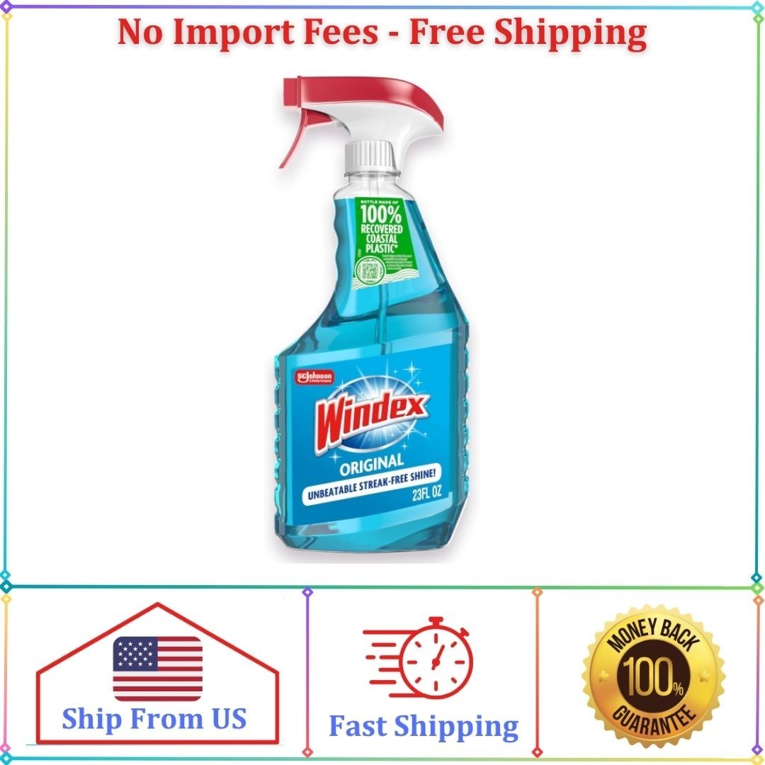 Windex Glass and Window Cleaner Spray Bottle, Original Blue, 23 fl oz