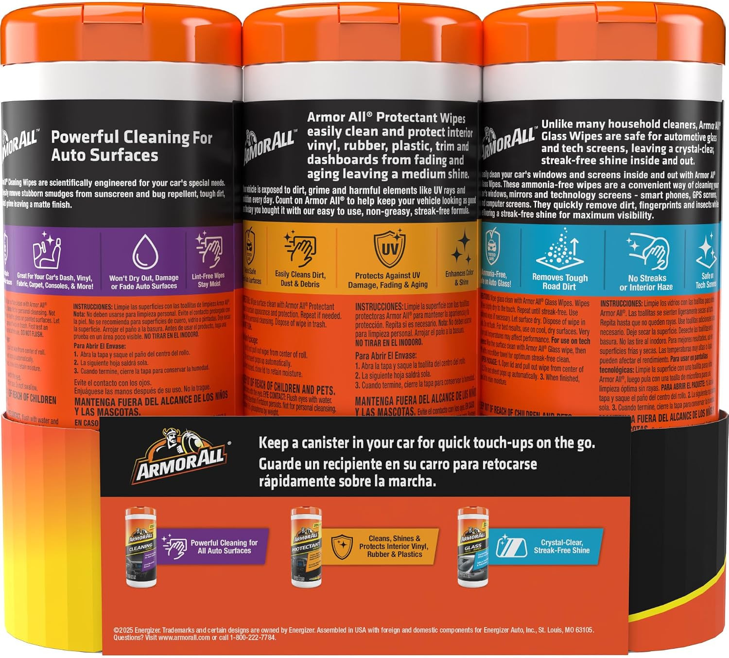 Armor All Car Interior Value Pack, 90 Count, Includes Auto Glass Cleaner, Cleani