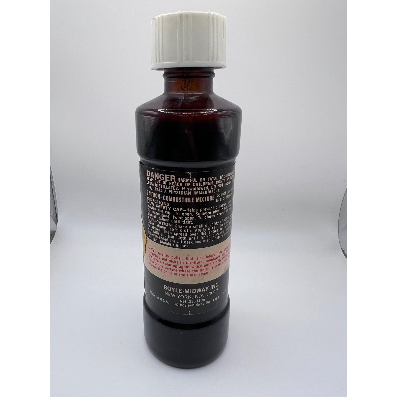 VTG Genuine Old English Scratch Cover 8OZ Glass Bottle 85% FULL Furniture Polish