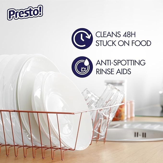 Amazon Brand – Presto! Triple Action Dishwasher Pacs, Lemon Scent, 90 Count