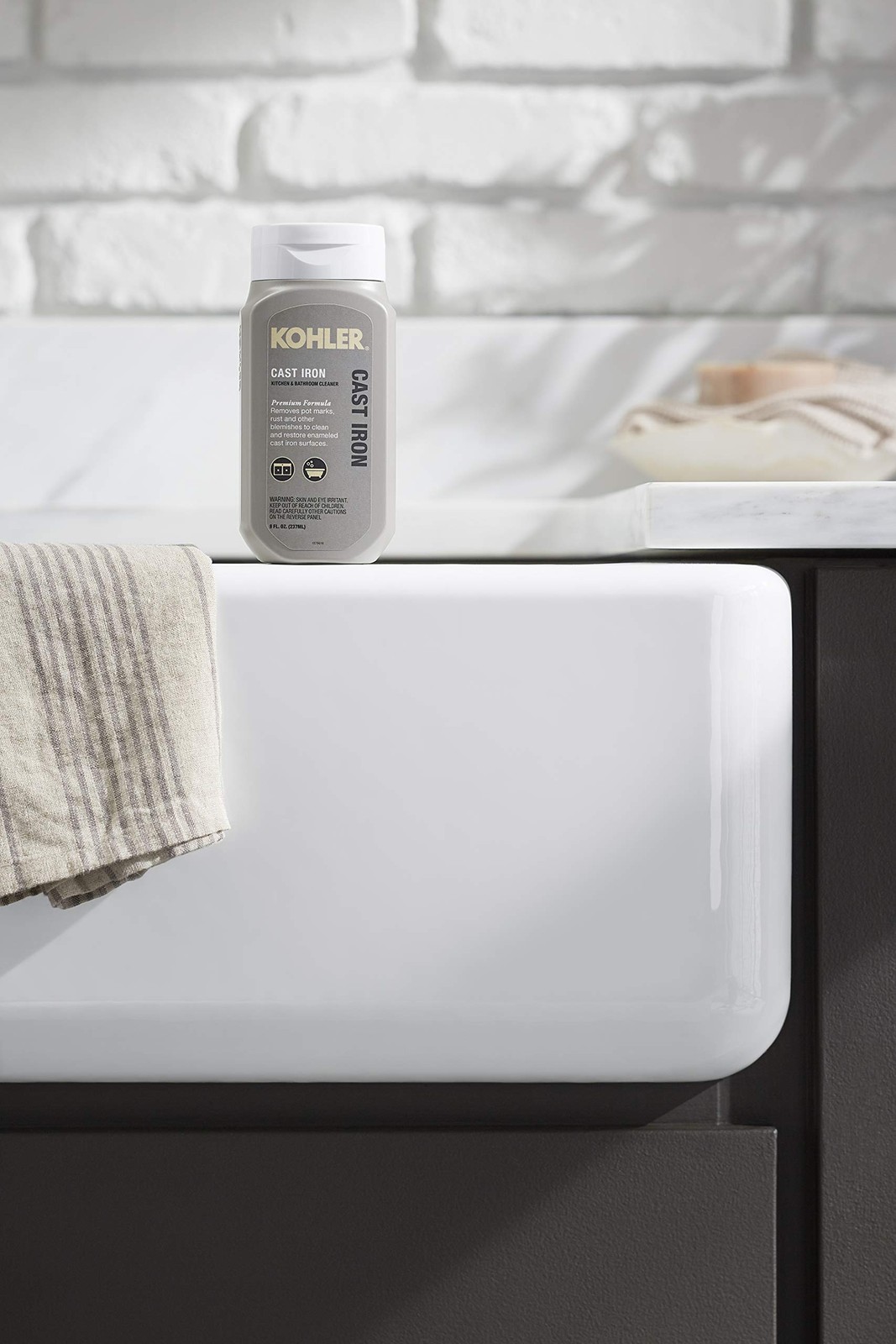 KOHLER K-23725-NA Cast Iron Cleaner, For Kitchen 8 Fl Oz (Pack of 1), cream