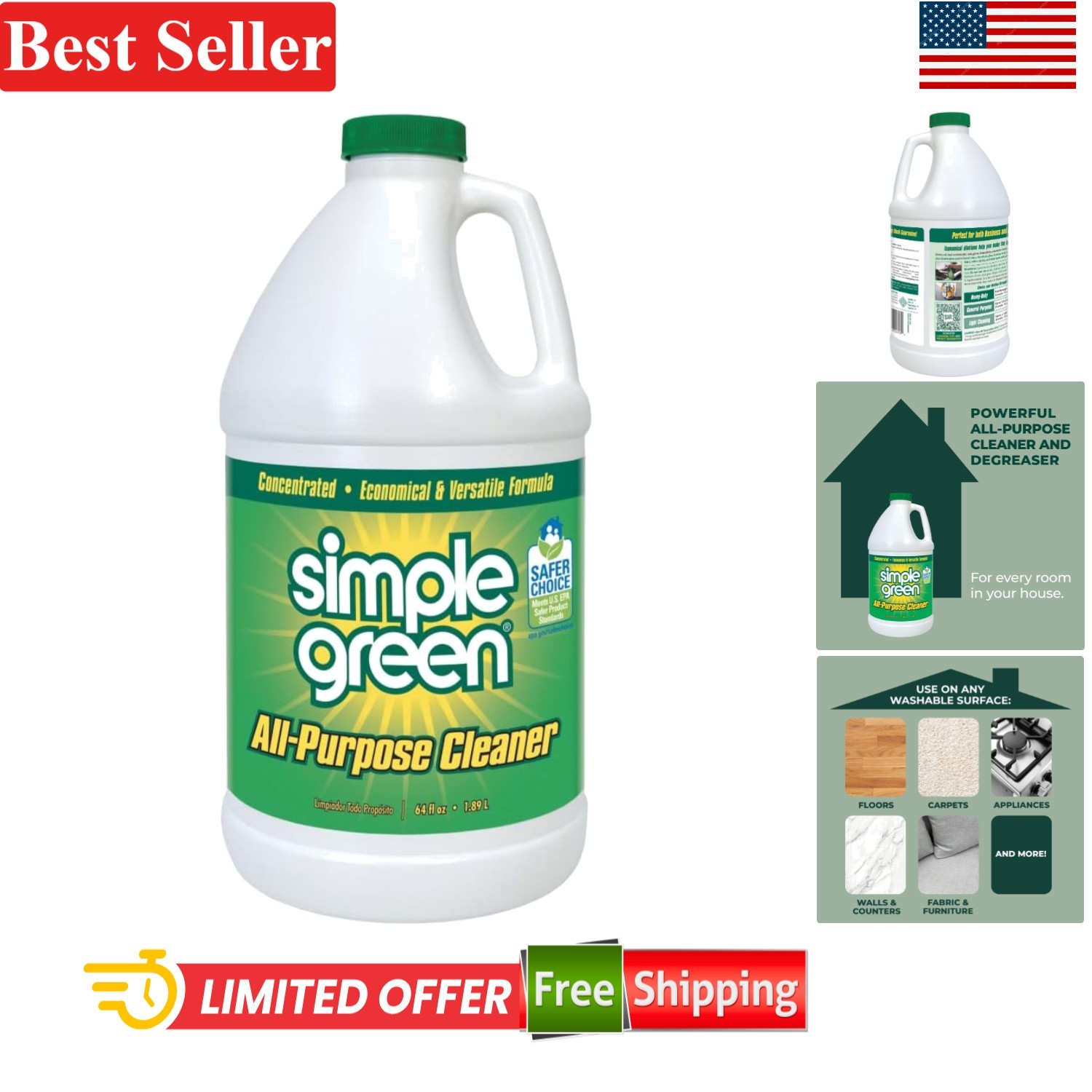 Sassafras Scent All-Purpose Cleaner Concentrate – 30x Cleaning Power, 64 Oz