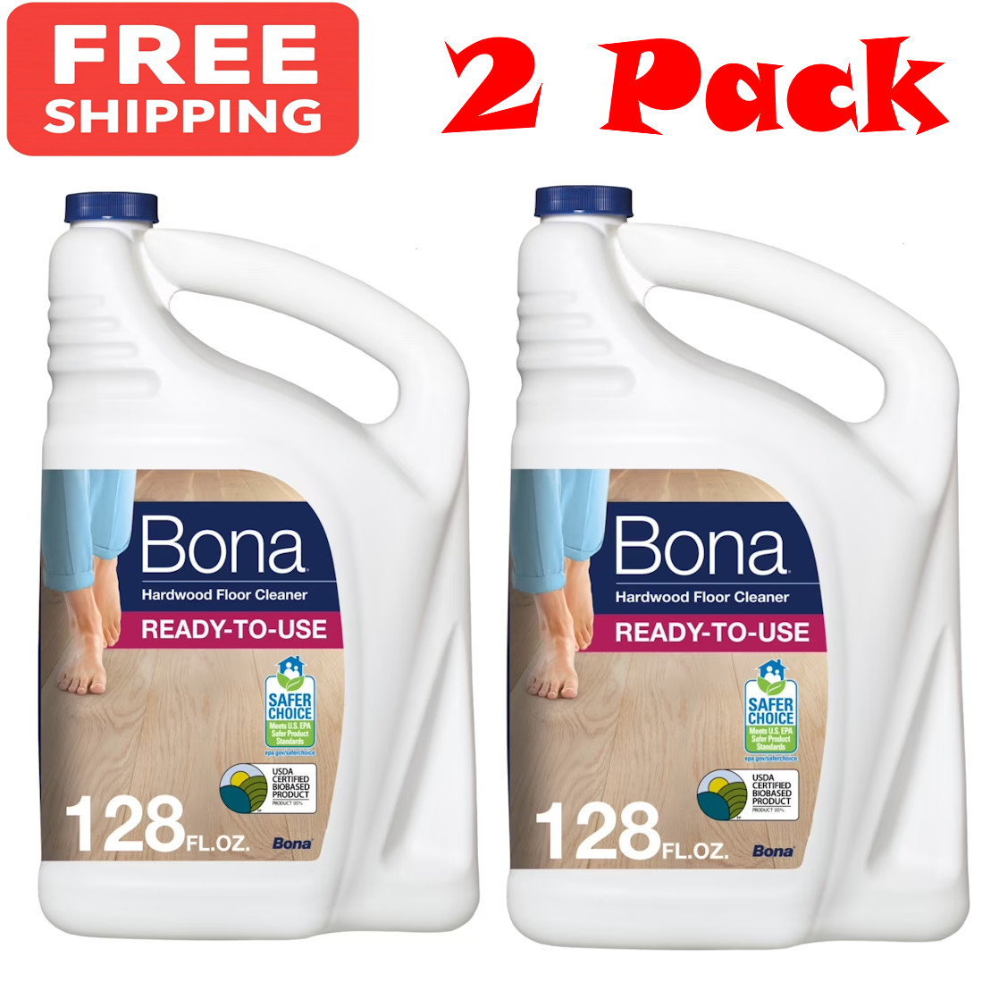(2 Pack) Bona Hardwood Floor Cleaner Refill 128 Fl Oz