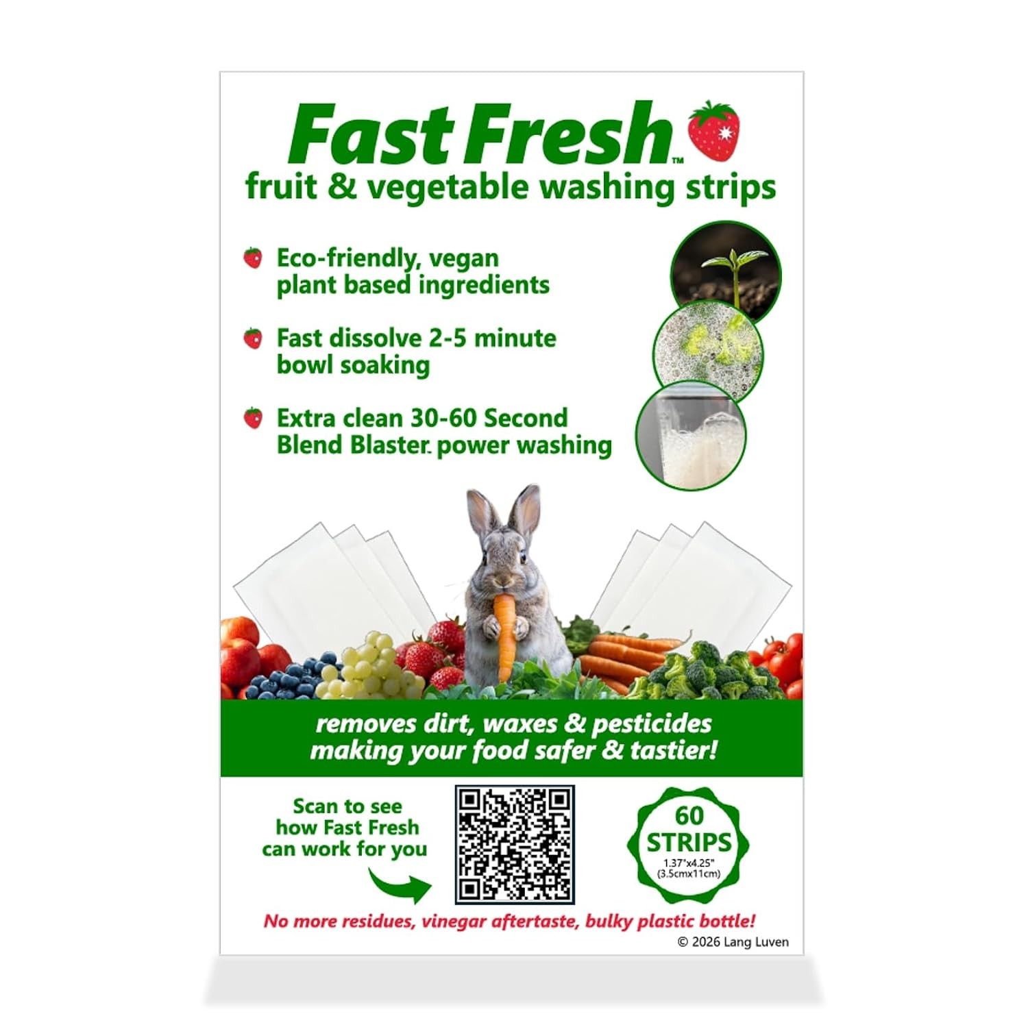 Fruit and Vegetable Wash Strips | Plant-Based, Food-Safe Produce Cleaner | Disso