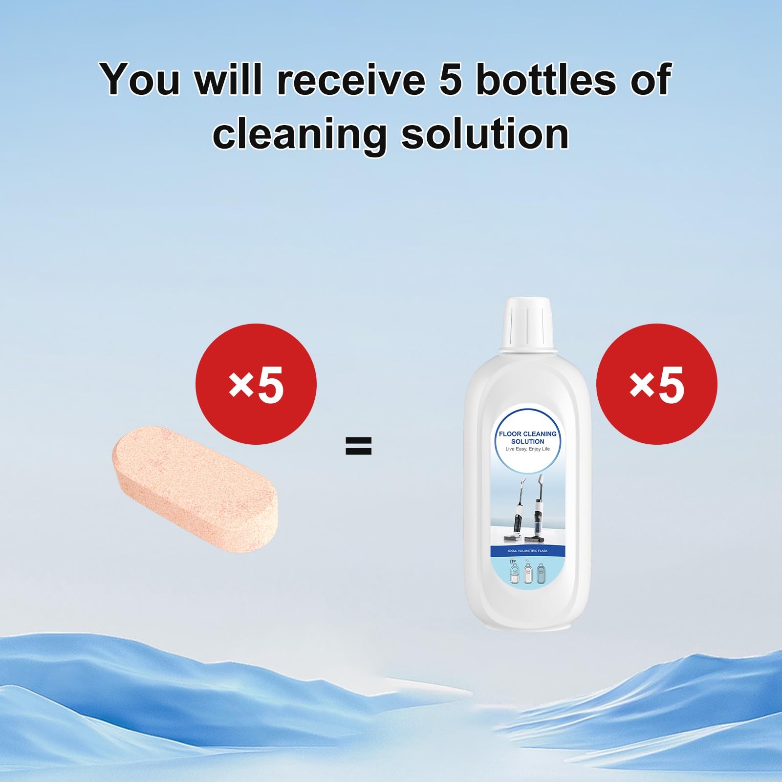 5 Bottles Compatible with Tineco Cleaning Solution 500ml Per Bottle Orange Scent