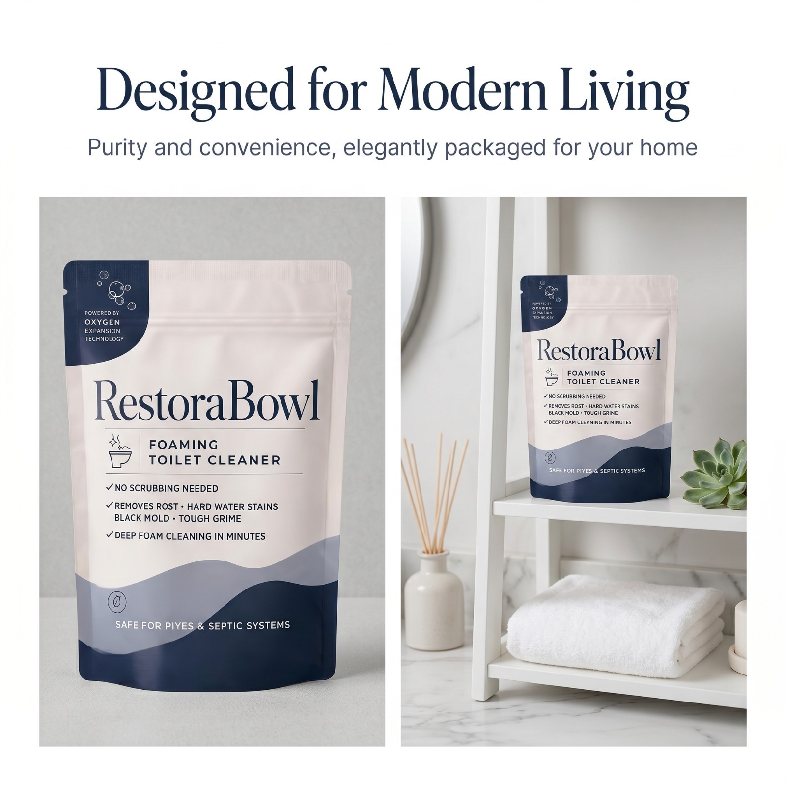 Restorabowl Foaming Toilet Bowl Cleaner Powder, Deep Clean & Fresh Scent