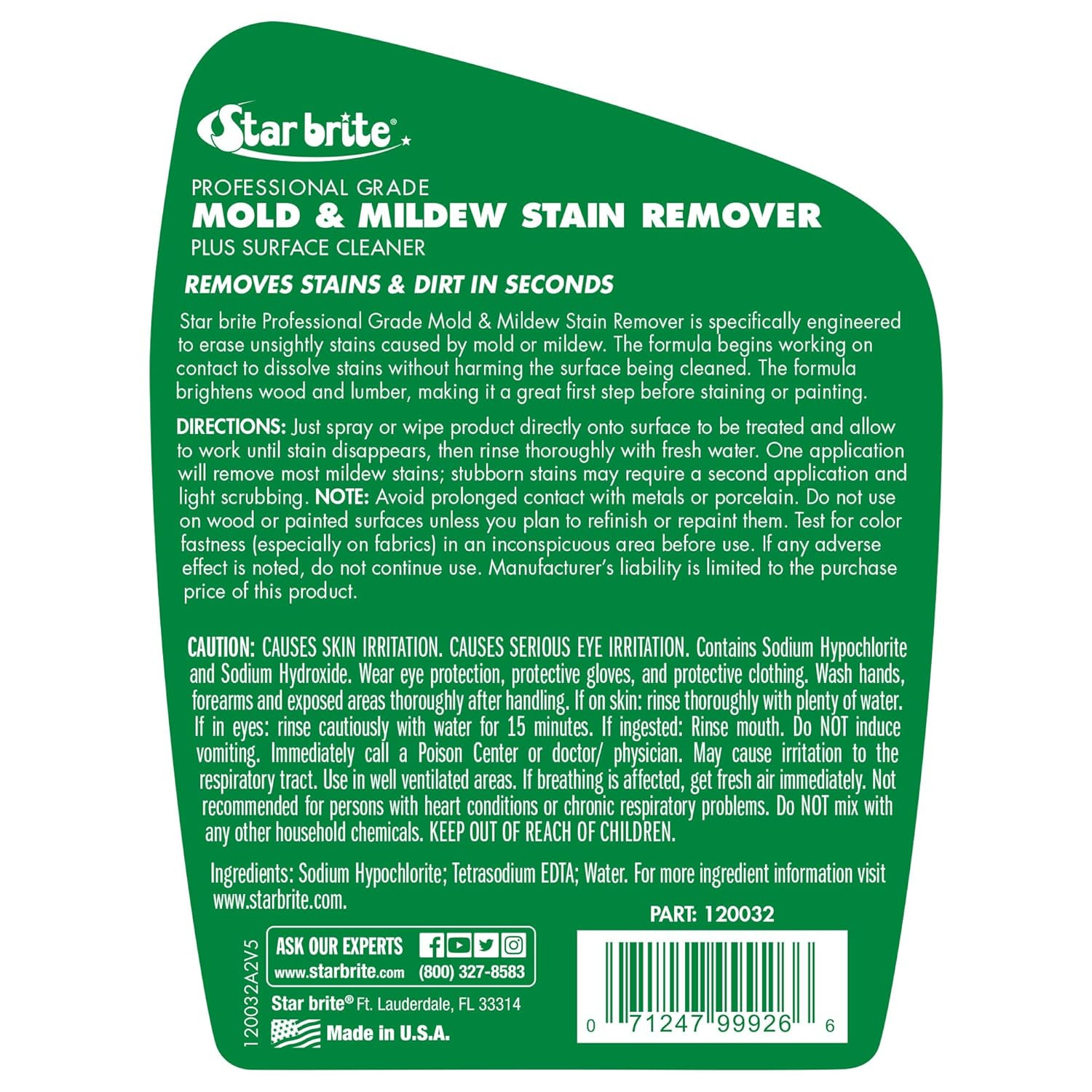 Professional Grade Mold & Mildew Stain Remover – 32 OZ (120032)