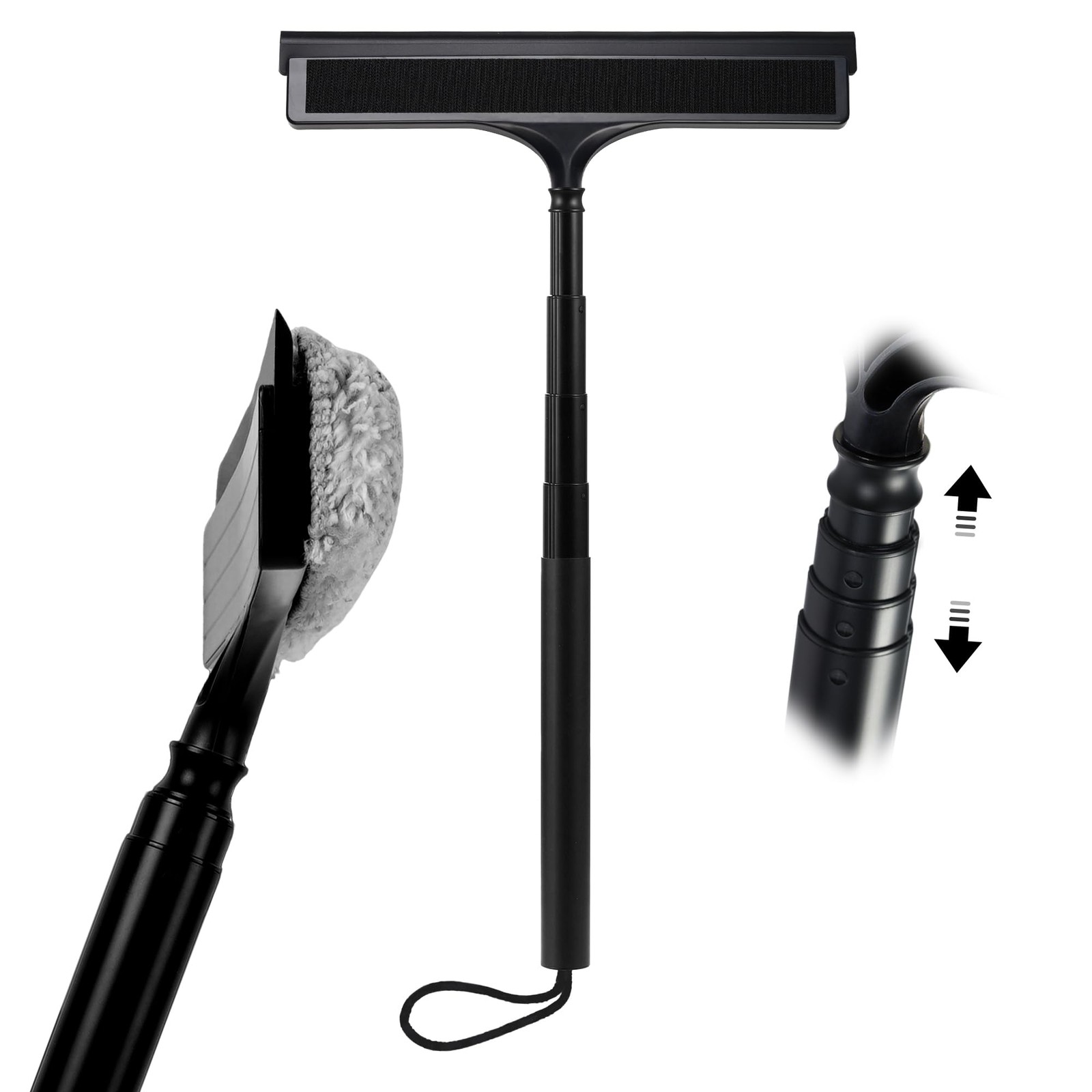 Window Squeegee with Flip-Head, Shower Squeegee 16-59″ Long Handle Telescopic…