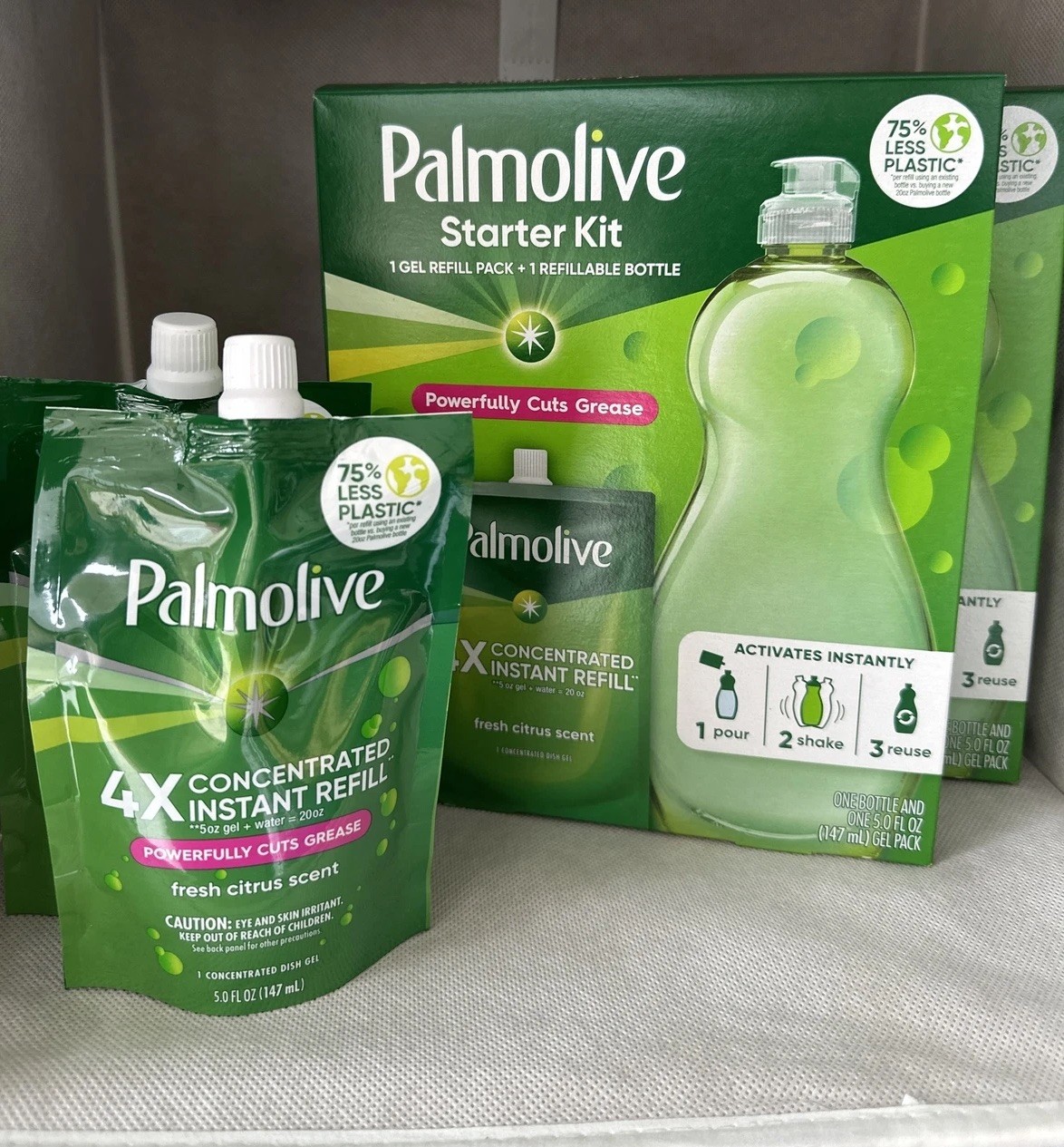 2 Palmolive 4X Concentrated Starter Kits, Fresh Citrus Scented, 2 Refill Packs✅