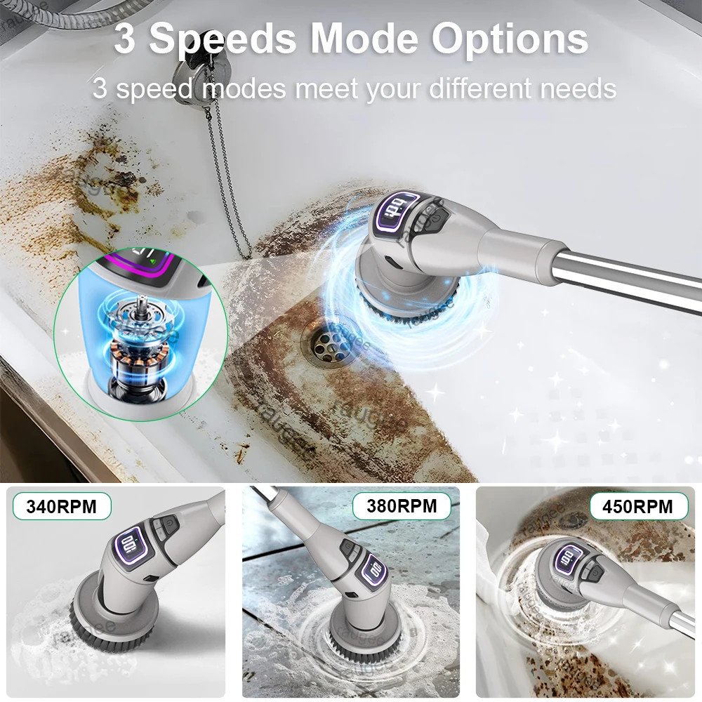 Electric Bathroom Cleaning Brush 10 in 1 Multifunctional Household Wireless Elec