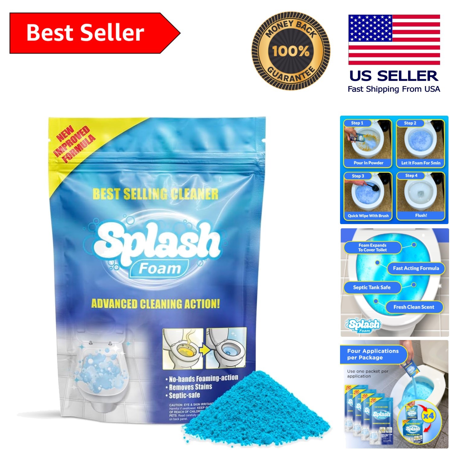 Self-Activating Toilet Bowl Cleaner Powder – Fresh Foam Action, 14 oz